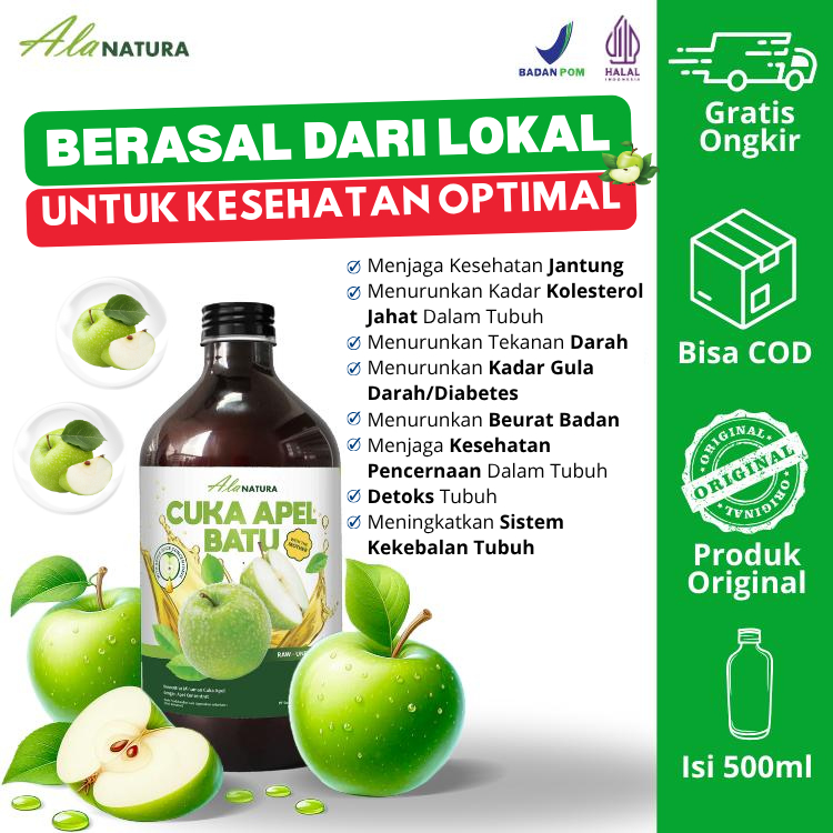 Cuka Apel Batu Alanatura Original With Mother 500ml - Membantu Mengatasi Jantung, Kolesterol, Diet d