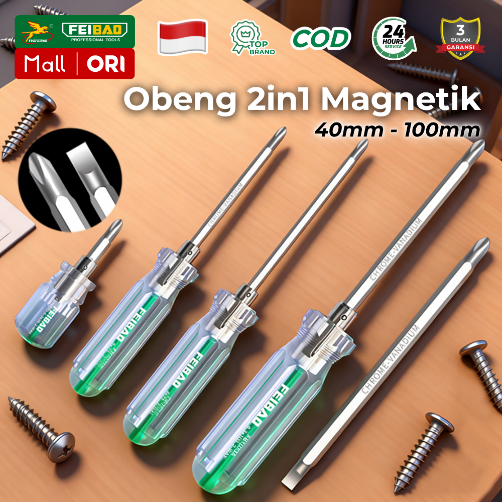 Feibao Obeng Mini 2in1 / Mini Screwdriver 2 Sided / Obeng Cebol 6.3X38mm Kualitas Baik Tahan Lama.