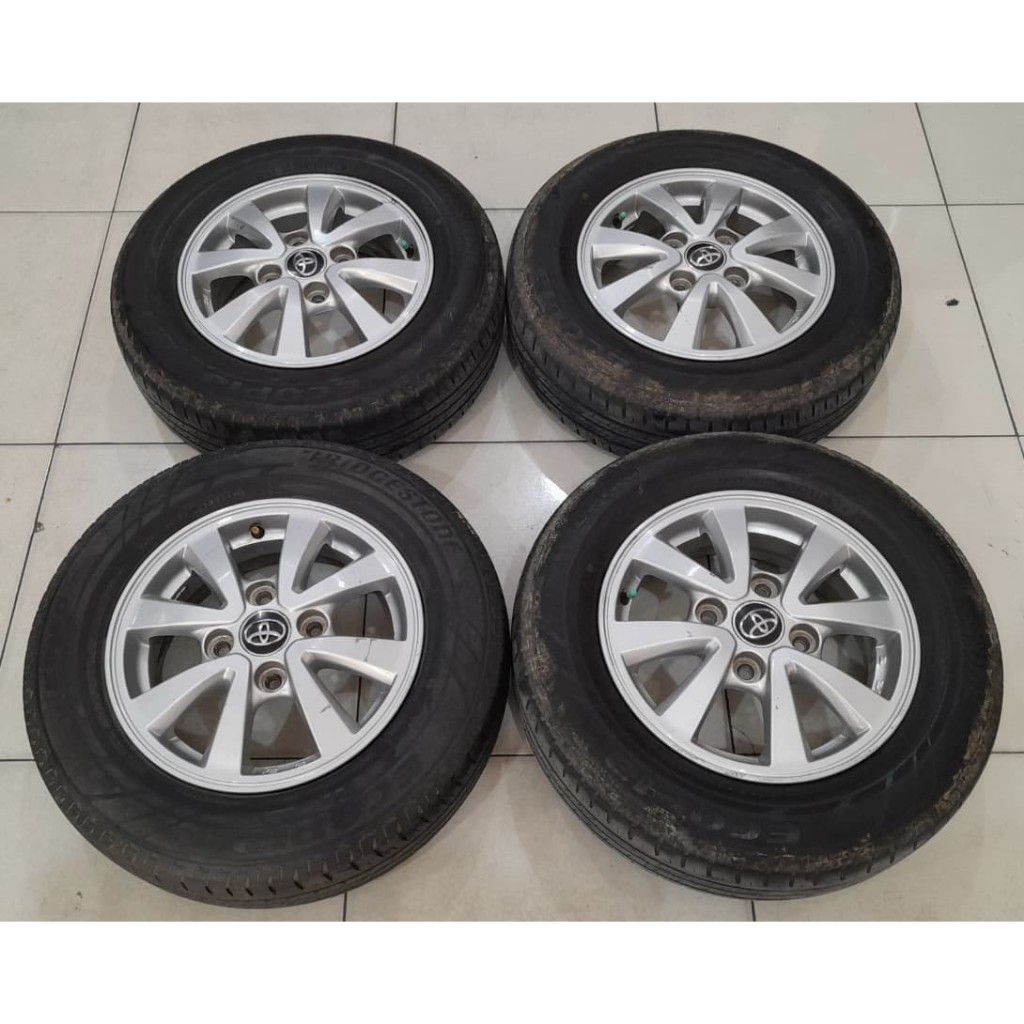 Velg Mobil Murah Oem Toyota Avanza Ring R15x5 Lobang 4x114 + Ban BS 185 70 R14 Kondisi Aman