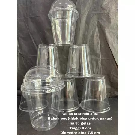 GELAS PLASTIK 8 OZ GELAS PLASTIK MEREK STARINDO ISI 50 GELAS