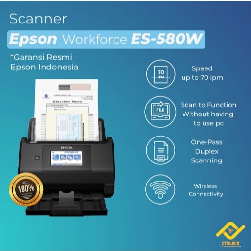 Scanner Epson WorkForce ES-580W ES580W ES 580W - Automatic Document Feeder, Original