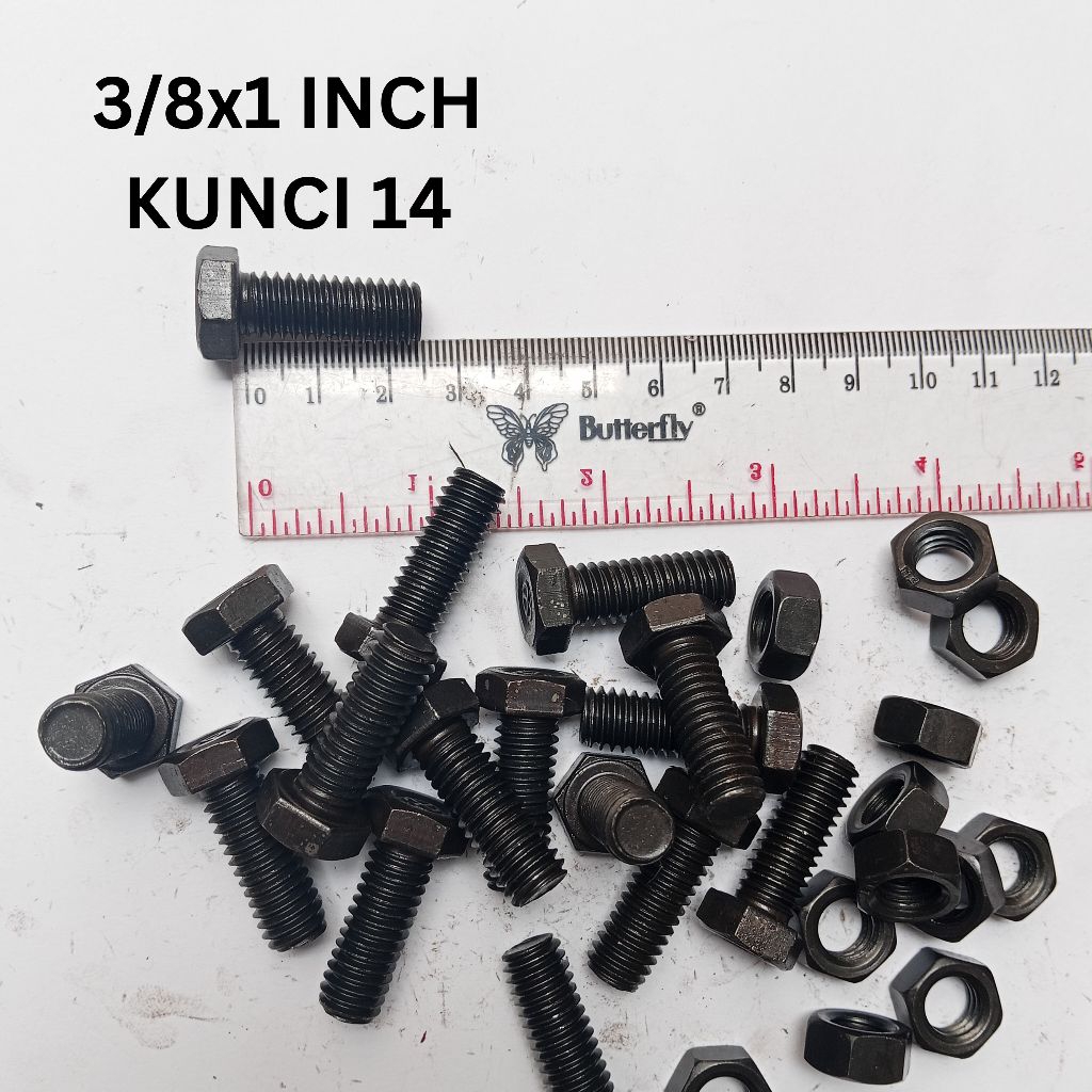 BAUT MUR HITAM NC 3/8X1" KUNCI 14