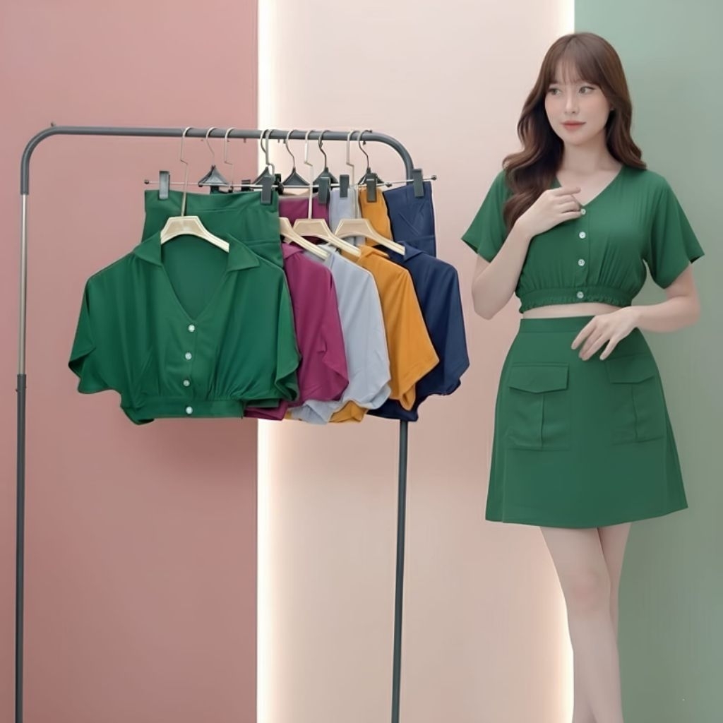 Setelan Rok Wanita Kekinian Baju Atasan Dan Rok