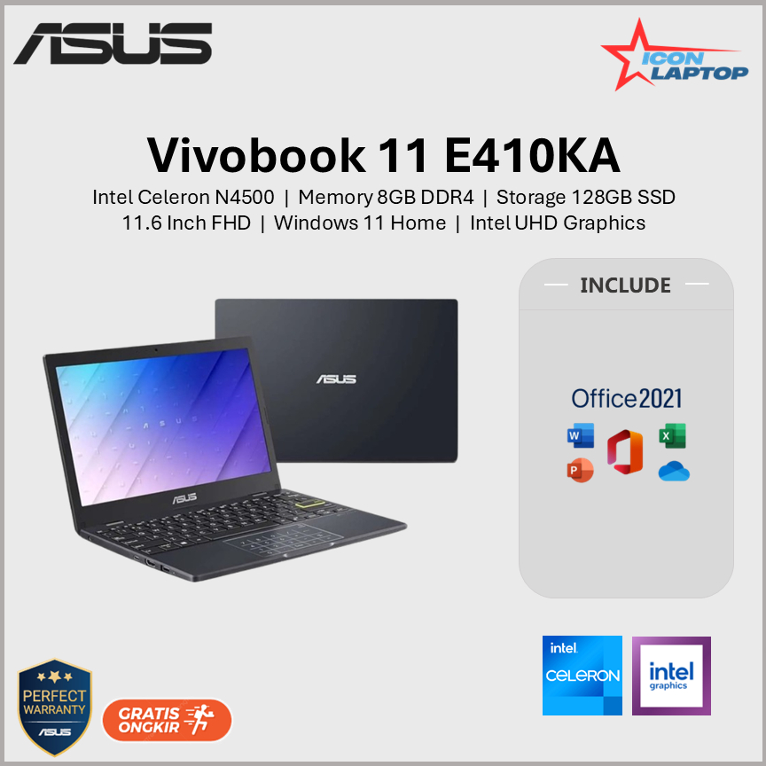 Asus Vivobook 11 E210KA Intel N4500 8GB 384GB SSD 11.6" FHD WINDOWS 11