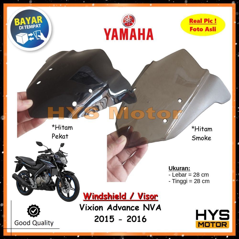 HYS Visor Windshield Tameng Vixion NVA 2015 2016 Variasi Aksesoris Motor Yamaha Tinggi 28 cm