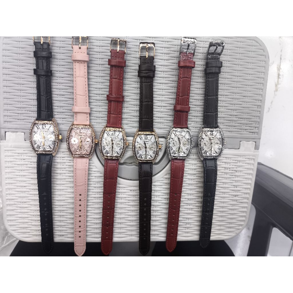 Jam Tangan Wanita 2b86 Alexander Christie AC2b86 Stainless Watch -Silver Merah kulit