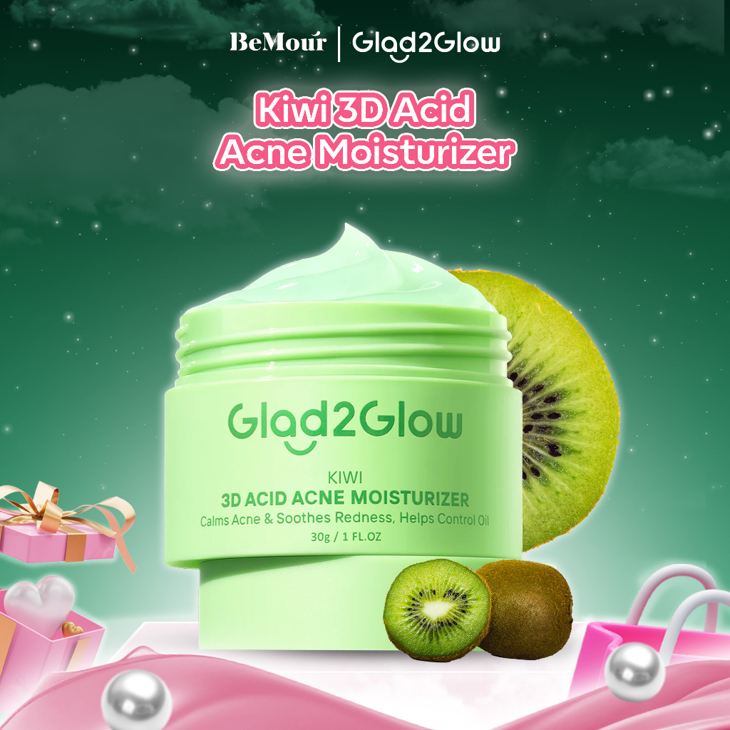 GLAD2GLOW - KIWI 3D ACID ACNE MOISTURIZER ( 30 g ) - Pelembab Wajah Kulit Jerawat Reda Anti Dark Spo