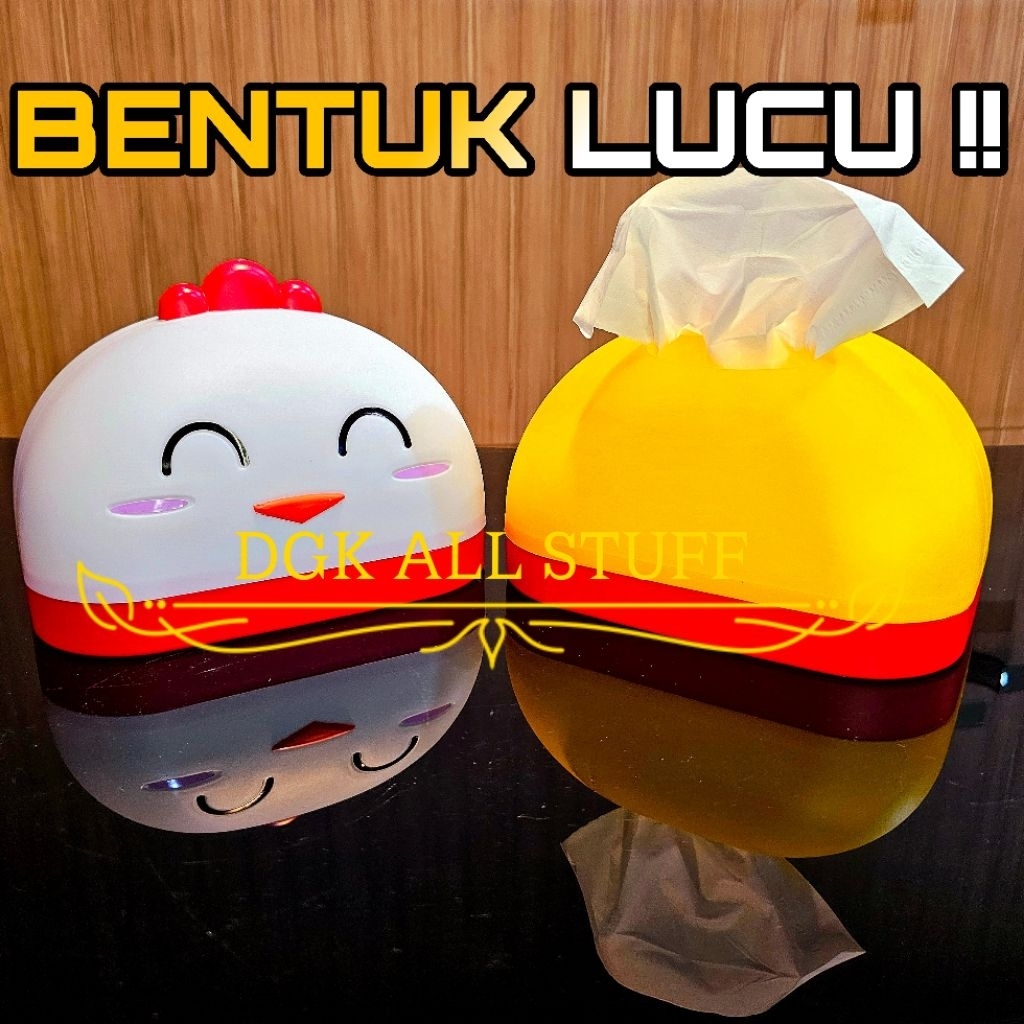 Kotak Tempat Tissue Tisue Tissu Tisu Box Persegi Panjang Segi Petak Besar Karakter Bentuk Ayam Lucu 