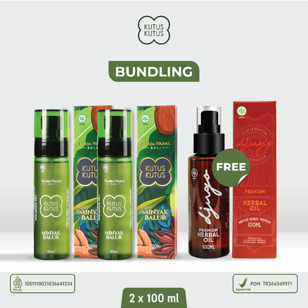 TRAVEL Hemat Minyak Kutus Kutus 2×100ml + FREE Minyak Kutus Kutus Premium Djugo