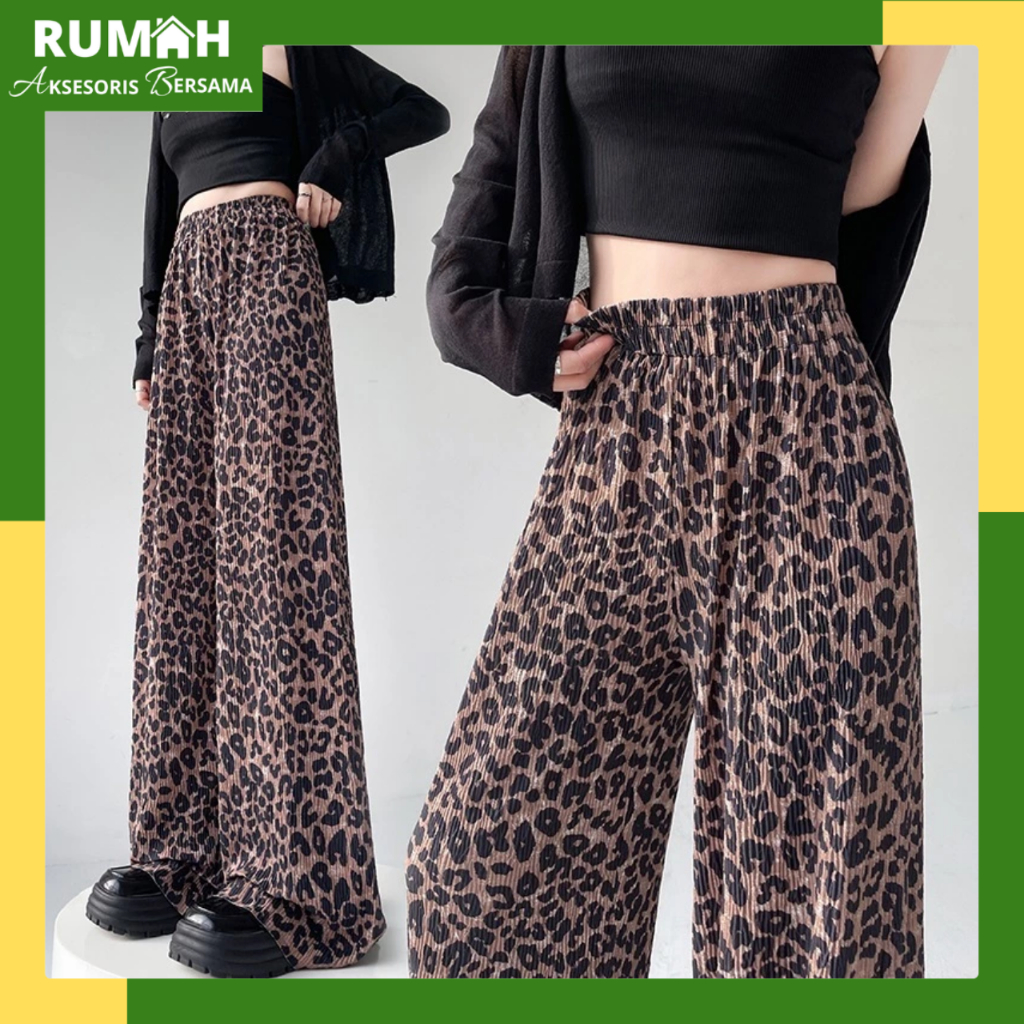 RAB CPG537 Celana Panjang Leopard Motif Macan Kulot Bahan Karet Rayon Stretch