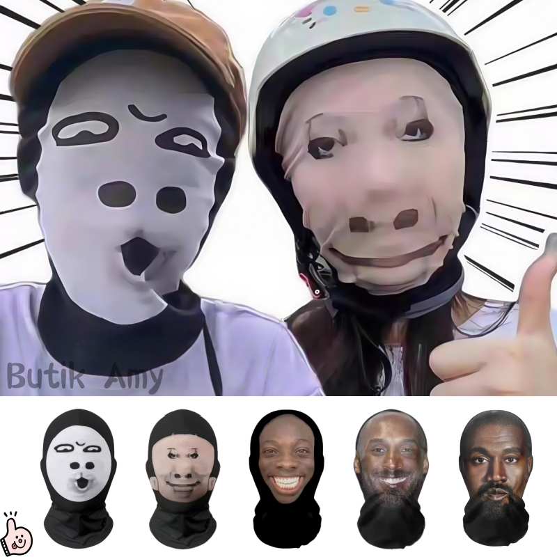 [READY] Masker Ekspresi Abstrak/Masker Motor Pelindung Sinar Matahari Topeng/Topeng Ugly Face Lucu/M