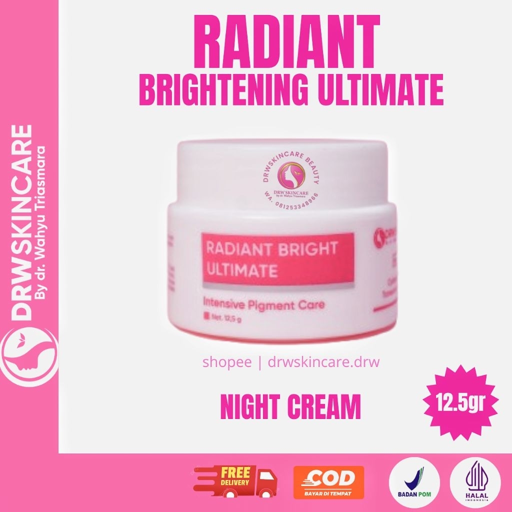 DRW Skincare Night cream Radiant brightening pemutih wajah glowing flekhitam kusam original terlaris