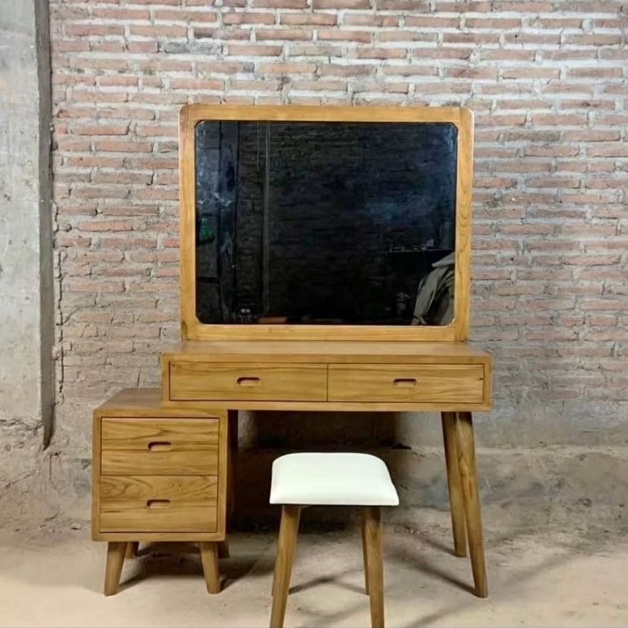 Meja rias laci 4 minimalis retro | Meja rias retro minimalis | Meja rias retro minimalis laci 4 kayu