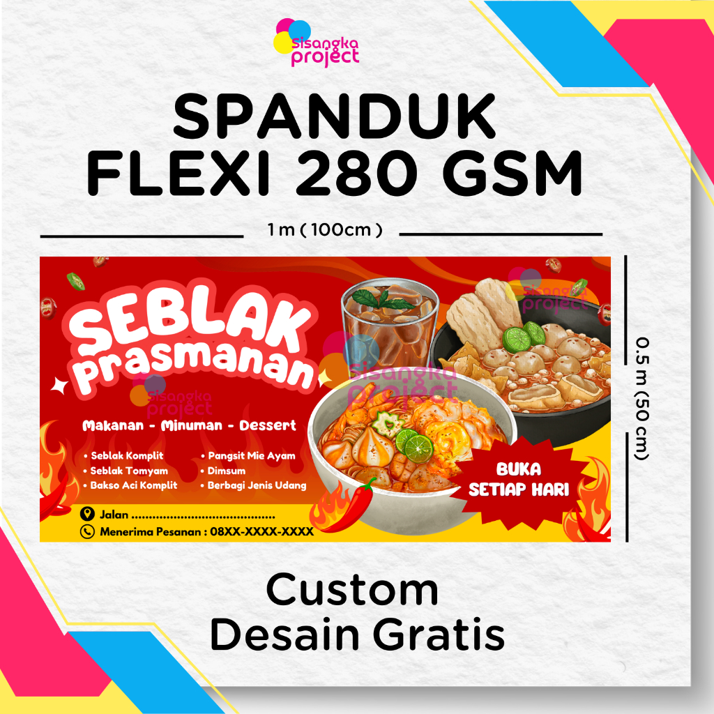 SPANDUK CUSTOM DESAIN / BANNER / SPANDUK MAKANAN / SPANDUK JUALAN