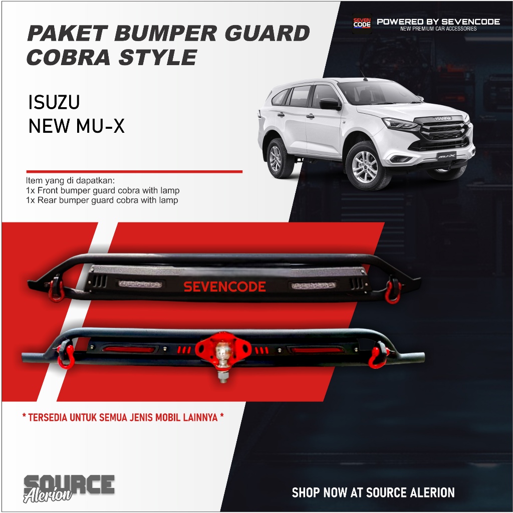 PAKET BUMPER GUARD COBRA FRONT BUMPER AND REAR BUMPER SEVENCODE - NEW ISUZU MUX MU-X