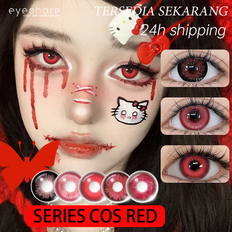 【COD】2 pce Eyeshare Softlens NEBULA cosplay 14.0mm~14.5MM red warna Lensa Kontak Dapat digunakan unt
