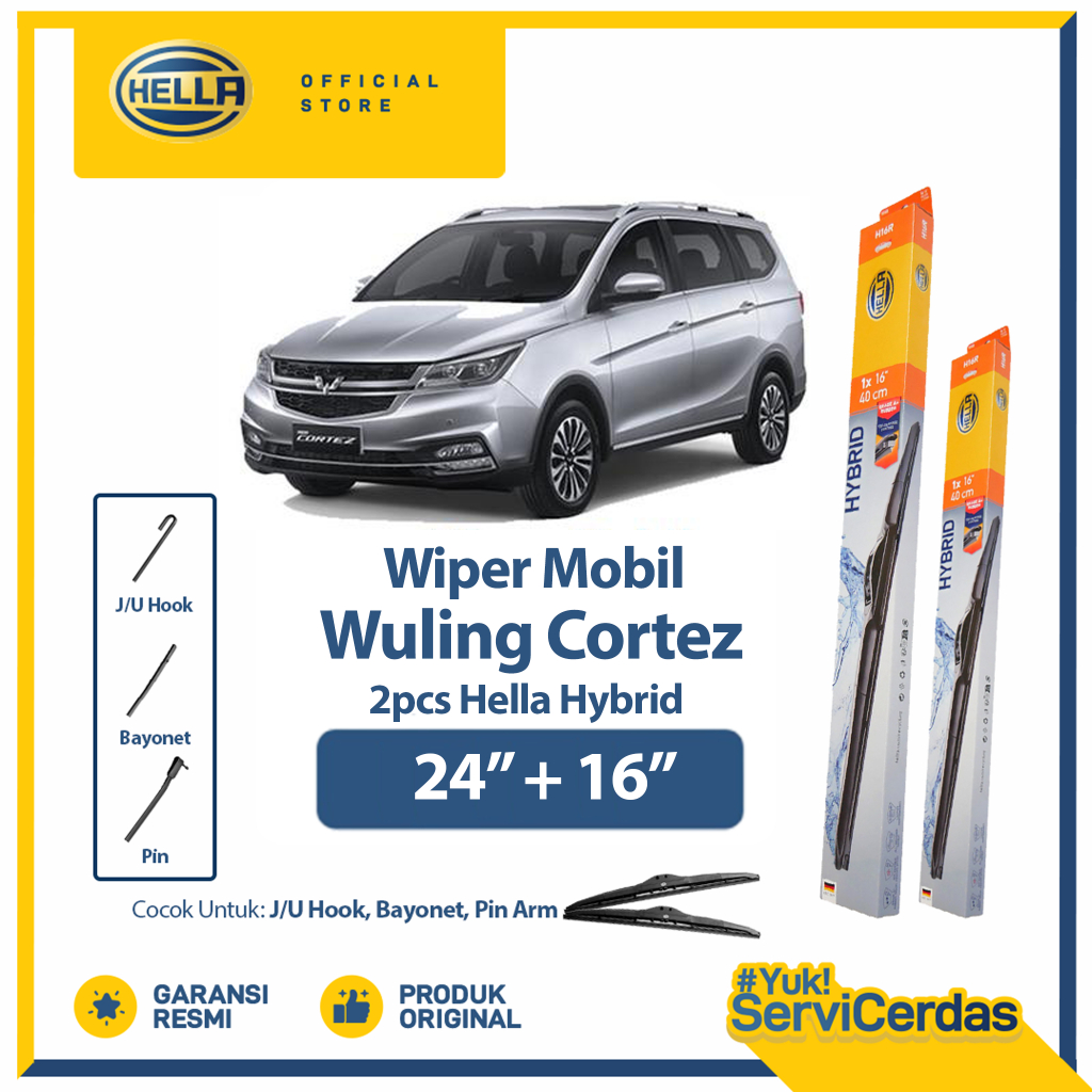 Wiper Mobil Wuling Cortez 24” + 16” (2pcs) - HELLA Hybrid