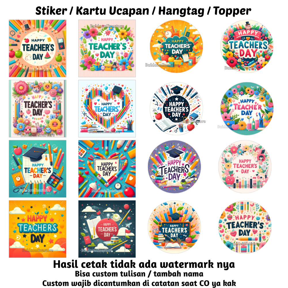 Label Sticker Stiker Selamat Hari Guru Happy Teachers Day Kartu Ucapan Topper dekorasi kado buket ke