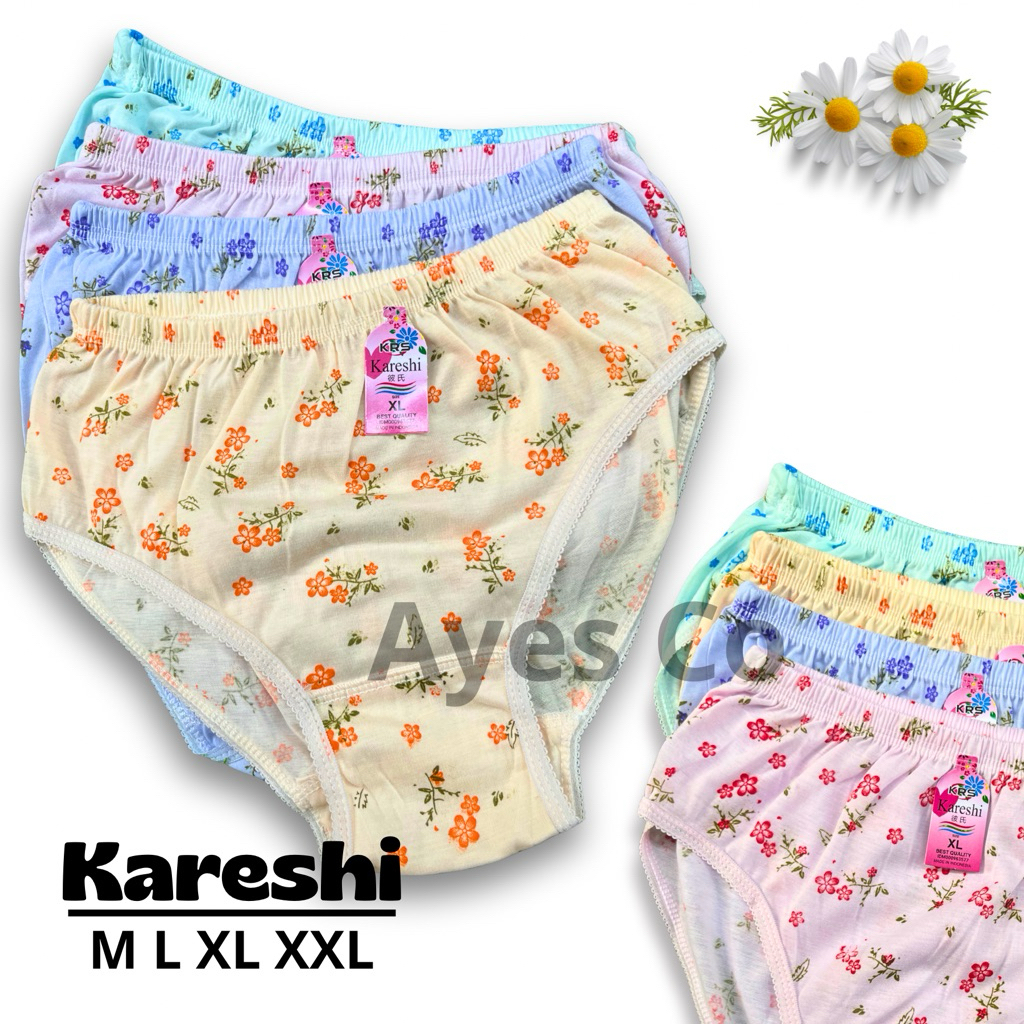 6Pcs Cd Katun Kareshi Motif / Celana Dalam Wanita Karet Lebar Sablon /Celana Cewek Viral