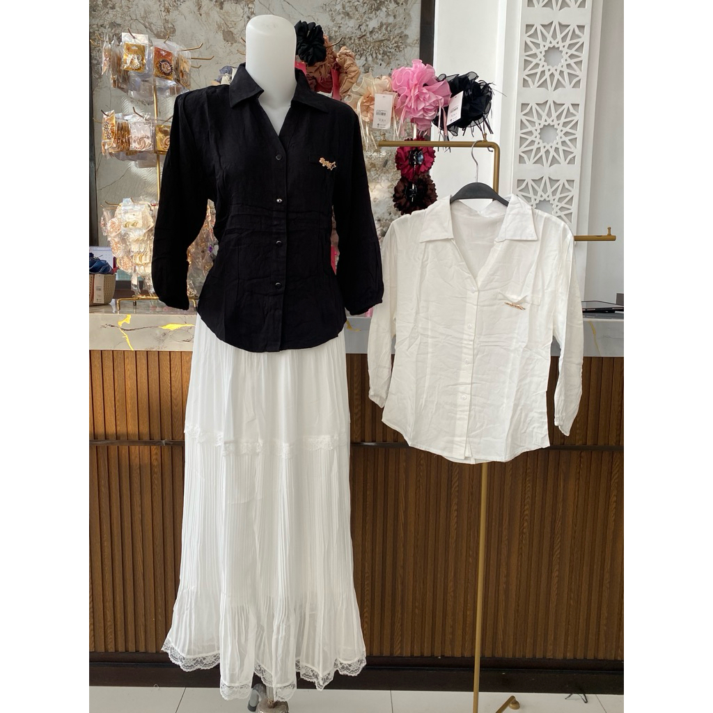 KMJ RAYON CROP 002 || ATASAN KEMEJA BAHAN KATUN RAYON POLOS ADEM || OOTD FASHION WANITA ||