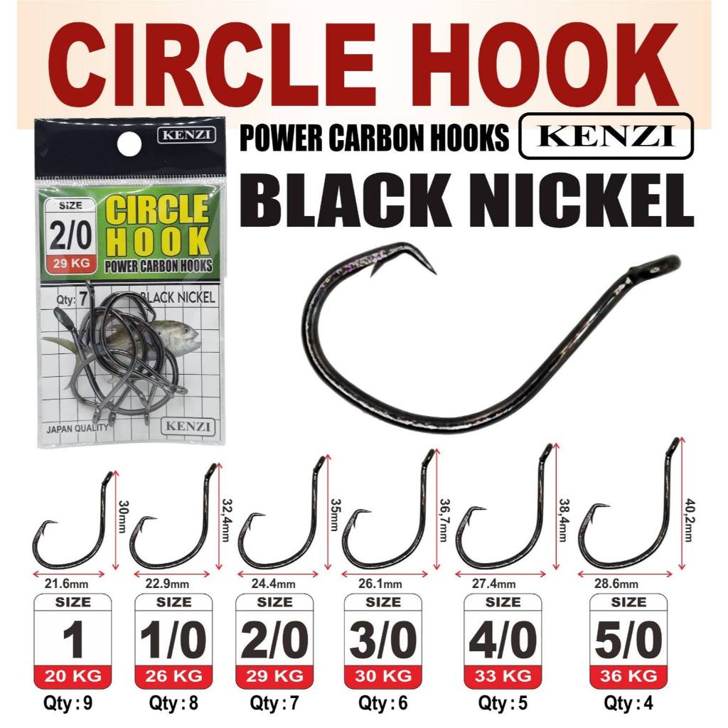 MATA KAIL CIRCLE HOOK KENZI POWER CARBON HOOKS BLACK NICKLE