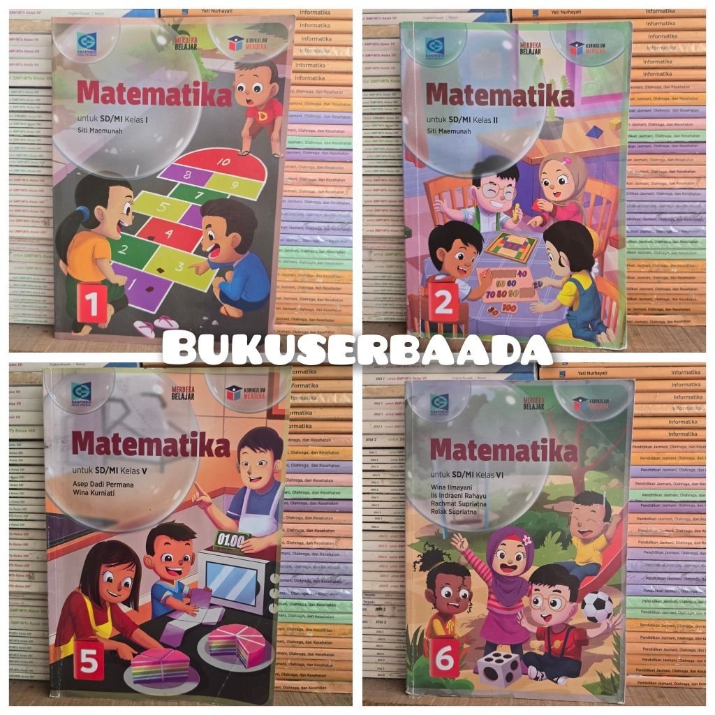 BUKU BEKAS GRAFINDO- MATEMATIKA KELAS 1 2 3 4 5 6 SD KURIKULUM MERDEKA GRAFINDO