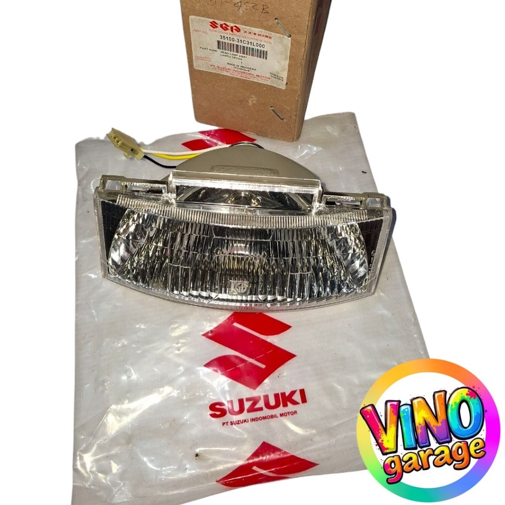 LAMPU DEPAN REFLEKTOR HEADLAMP SUZUKI SATRIA 2TAK LUMBA TORNADO SET PITING LAMPU ORIGINAL KGD SGP 35