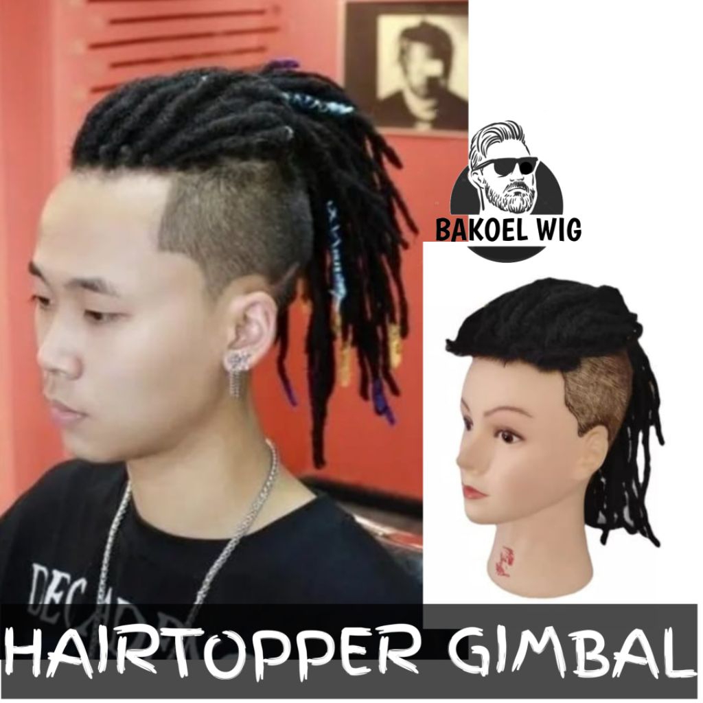 WIG TOUPEE PENEBAL RAMBUT PRIA MODEL RAMBUT GIMBAL PANJANG DIKUNCIR GAYA COWOK JEPANG KEREN BW010 De