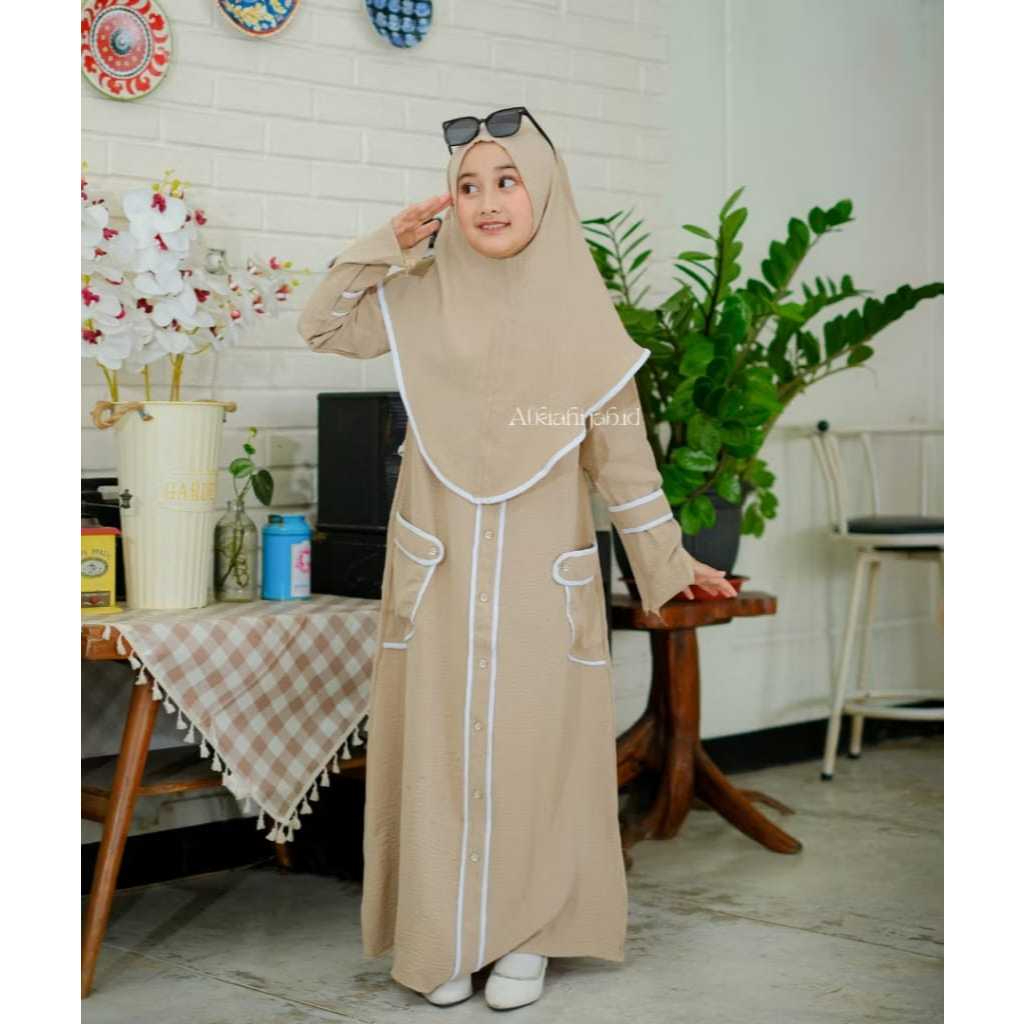Safea Abaya Set Gamis Anak 3-14 Tahun Crinkle