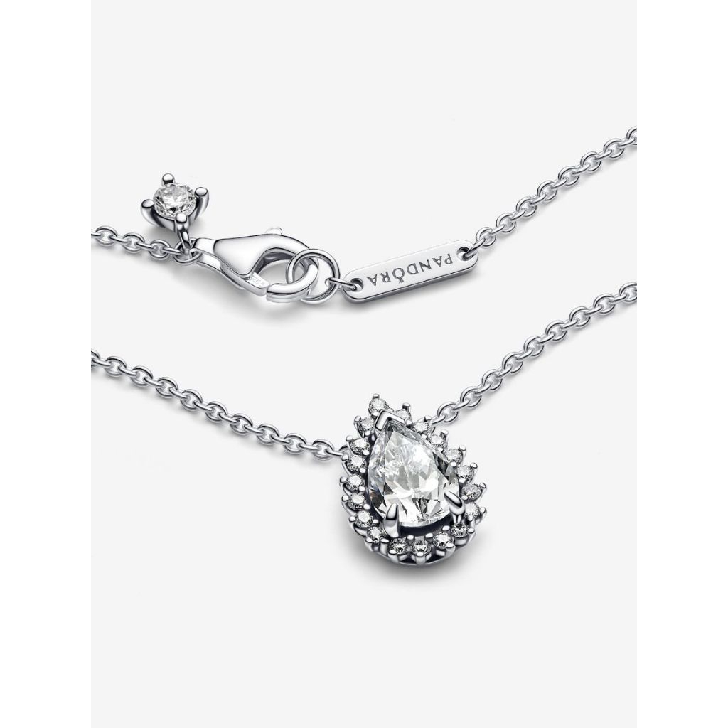 Kalung Pandora pear halo collier. Kalung silver pear shaped pandora