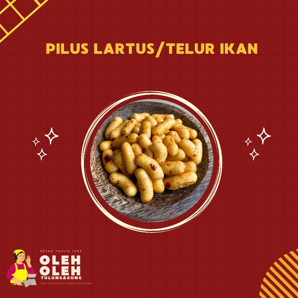 Lartus Pilus Telur Ikan Pilus Kapsul Bangkok Bumbu Rujak Pedas Manis