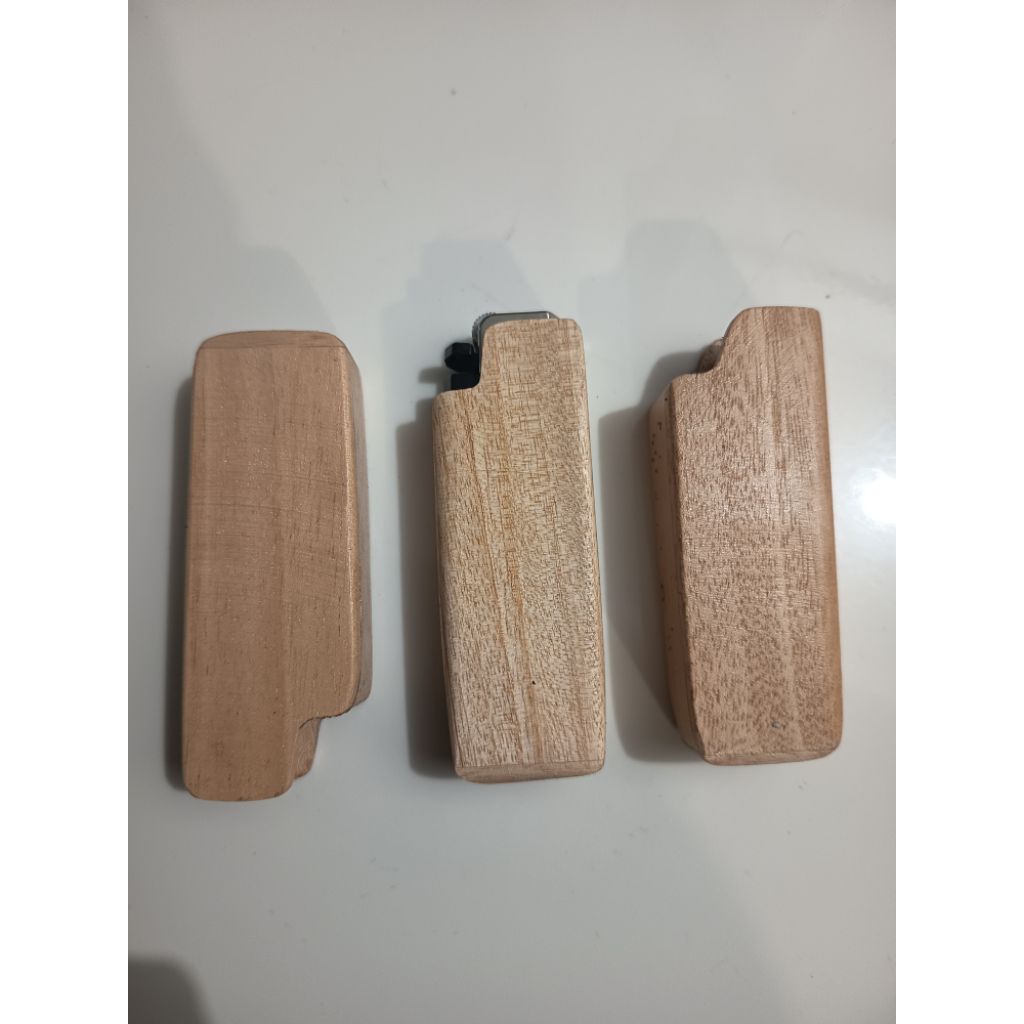 Cover Korek Api Gas TANPA TUTUP bahan Kayu Unik Keren Model bahan dari kayu mahoni (FREE KOREK)