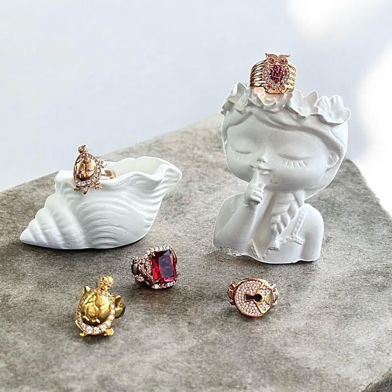 [BUY 2 GET 1] Cincin Aksesoris Alloy Lapis Emas Permata Model Variasi Turtle