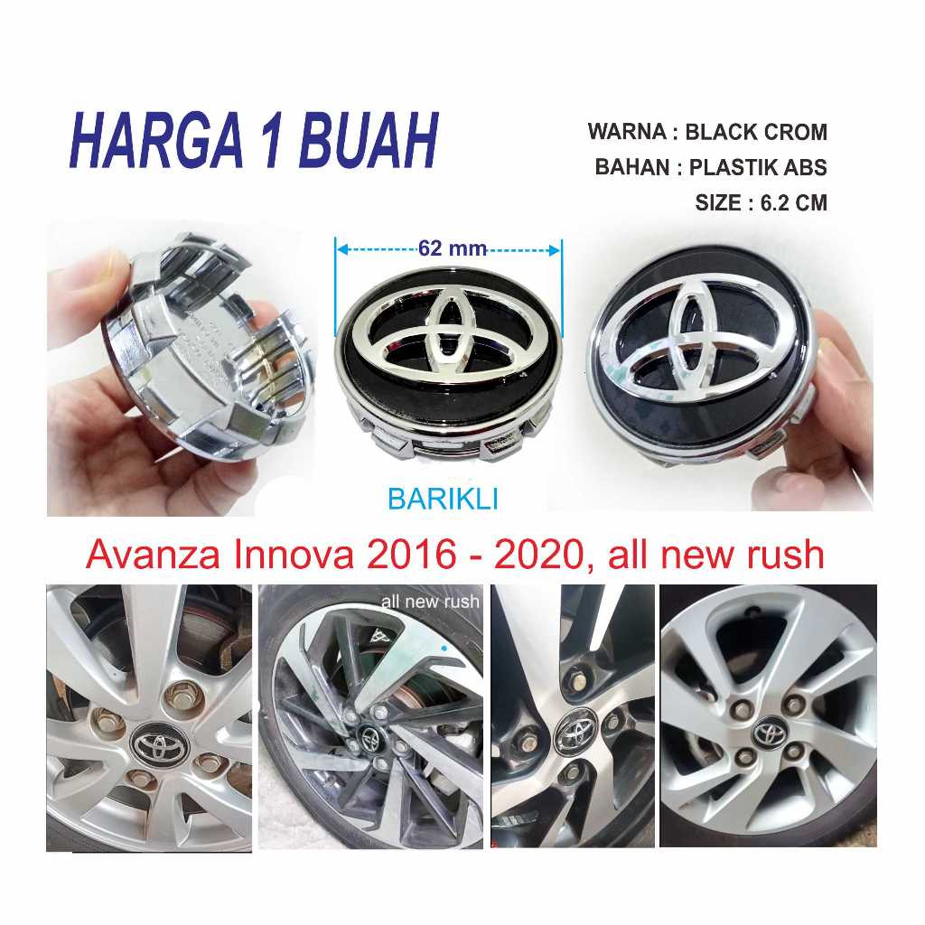 1 buah Tutup as roda ban mobil dop center velg toyota grand Avanza Innova 2016 - 2020 all new rush