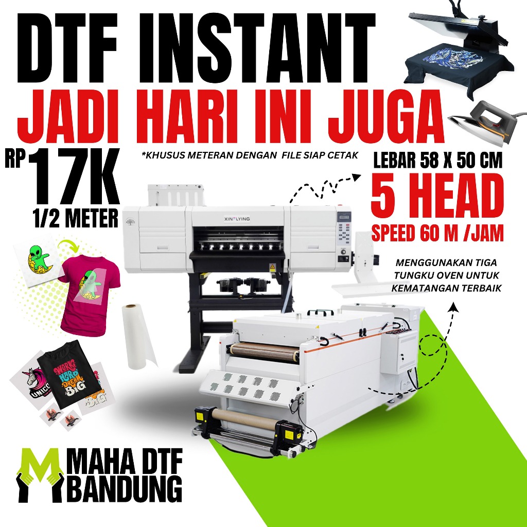 Print Sablon DTF 1/2 Meter Instant Cepat 58 x 50