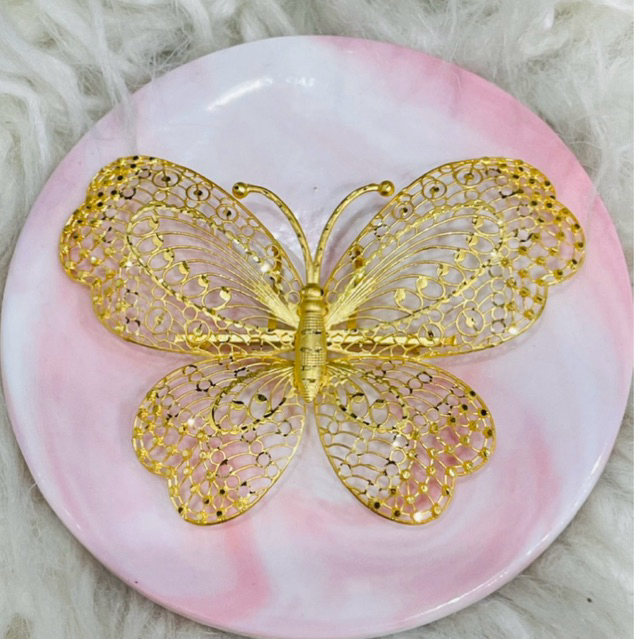 liontin bros bross 2 in 1 kupu kupu kerawang besar motif 1 mewah elegant emas asli kadar 700