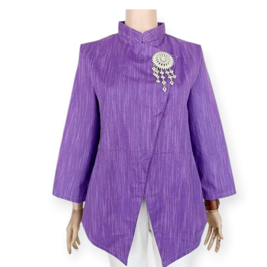 blus Janggan lurik  katun halus blus Kerja blus wanita  ninin sp