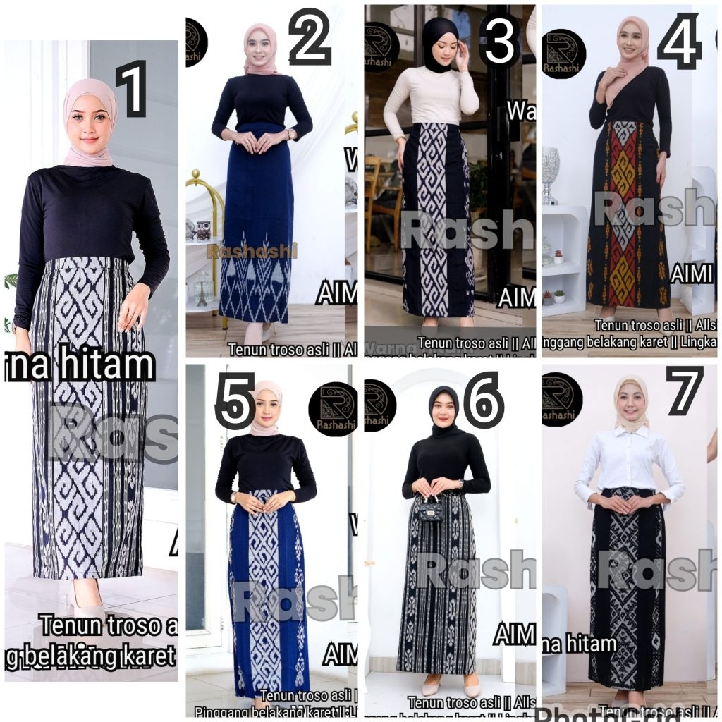 Bawahan rok  lebaran pakaian wanita terbaru pinggang belakang karet ada tali bahan tenun troso canti