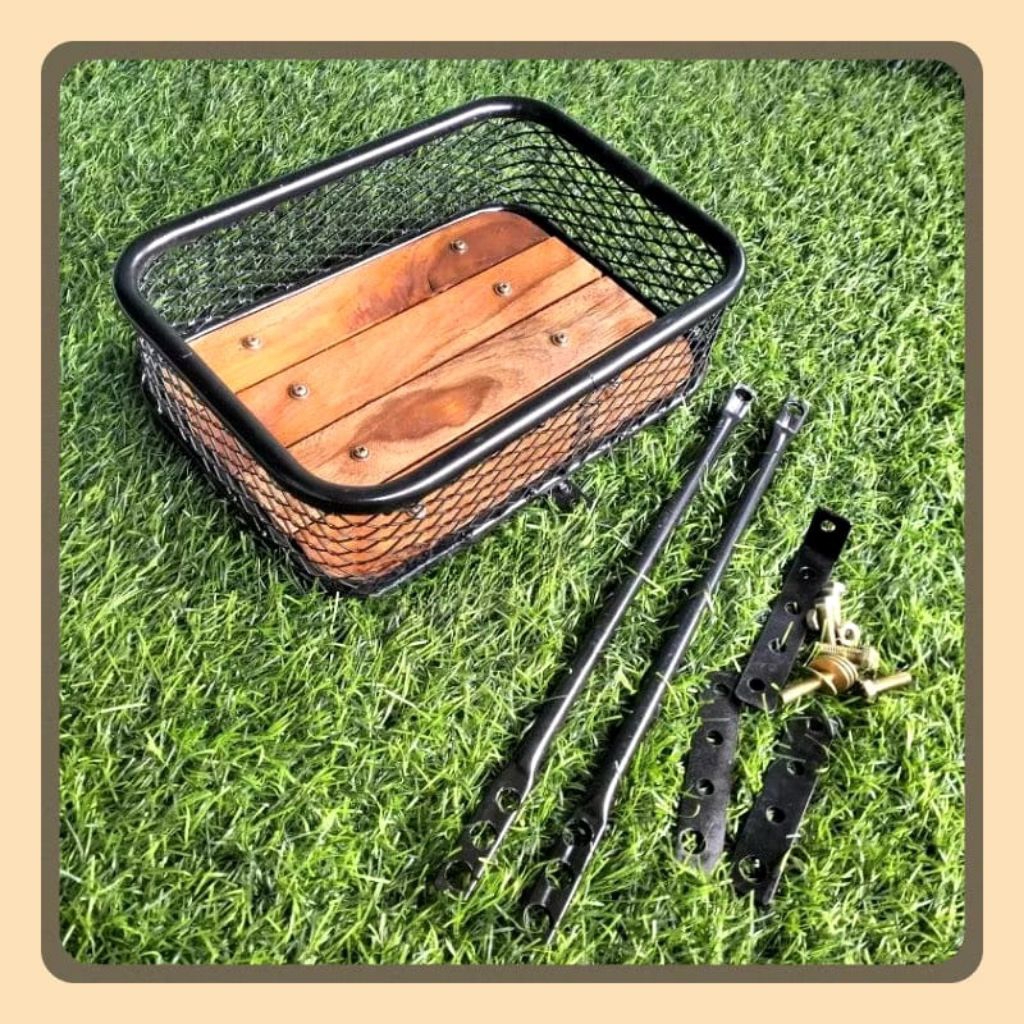 Keranjang sepeda Rak sepeda alas kayu custom keranjang sepeda kalcer