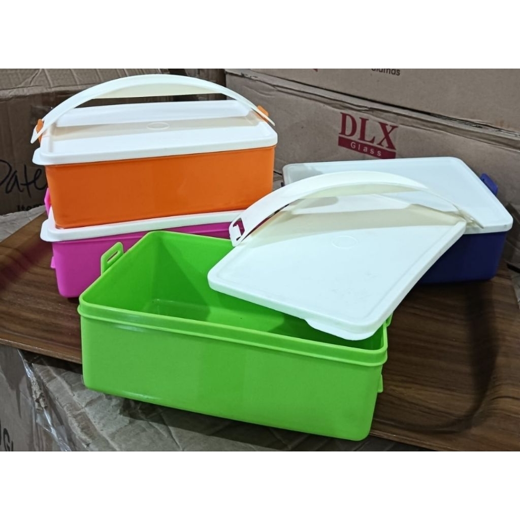 kotak makan segi tempat katering susun 2 plastik Indra