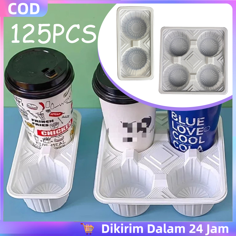 Drink Tray Take Away Tatakan Gelas Plastik Cup Tray Holder 2 /4 Cup Holder Minuman Tatakan Persegi
