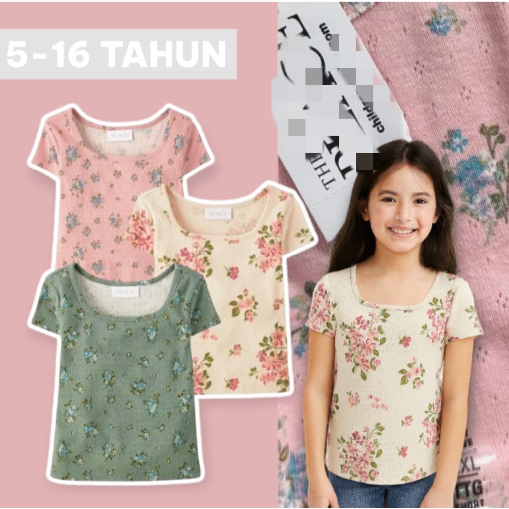 Kaos Lengan Pendek TCP Branded Original Fashion Anak Perempuan 4-16Tahun 3408