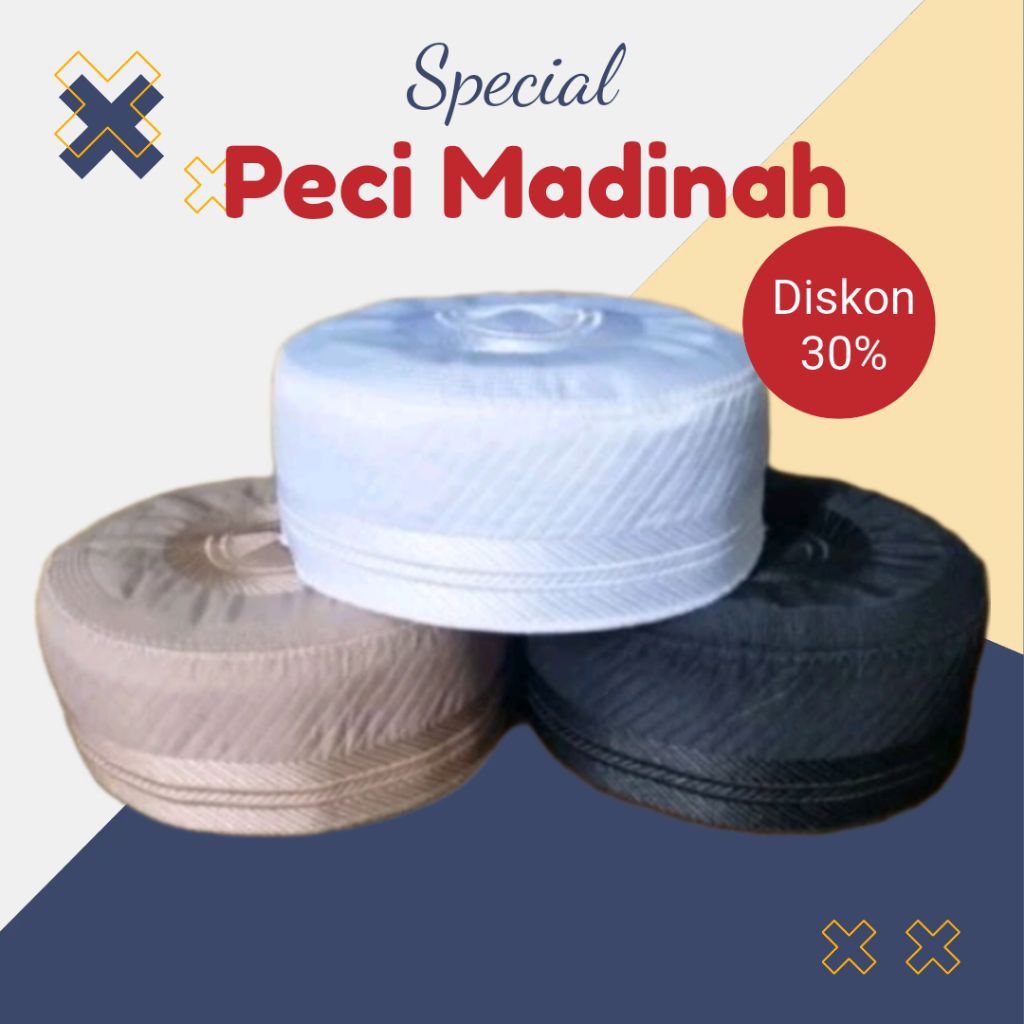 Peci Madinah Bugis Bordir Premium Motif Kurit Kopiah Putih Haji Umroh Peci Putih