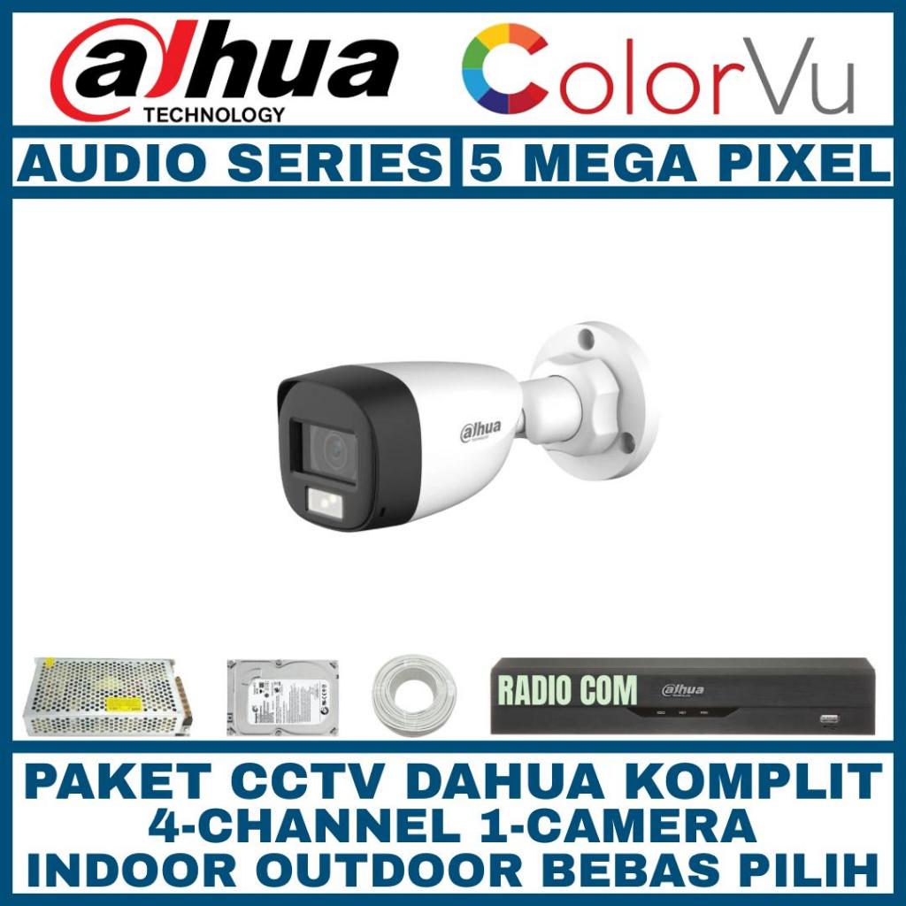 PAKET CCTV DAHUA 5MP FULL COLOR 4 CHANNEL 1 KAMERA AUDIO FULL COLOR