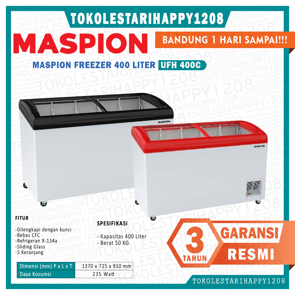 Chest freezer Maspion 400 LITER UFH 400, UFH-200C,  UFH-300C,  UFH-100C Garansi Resmi