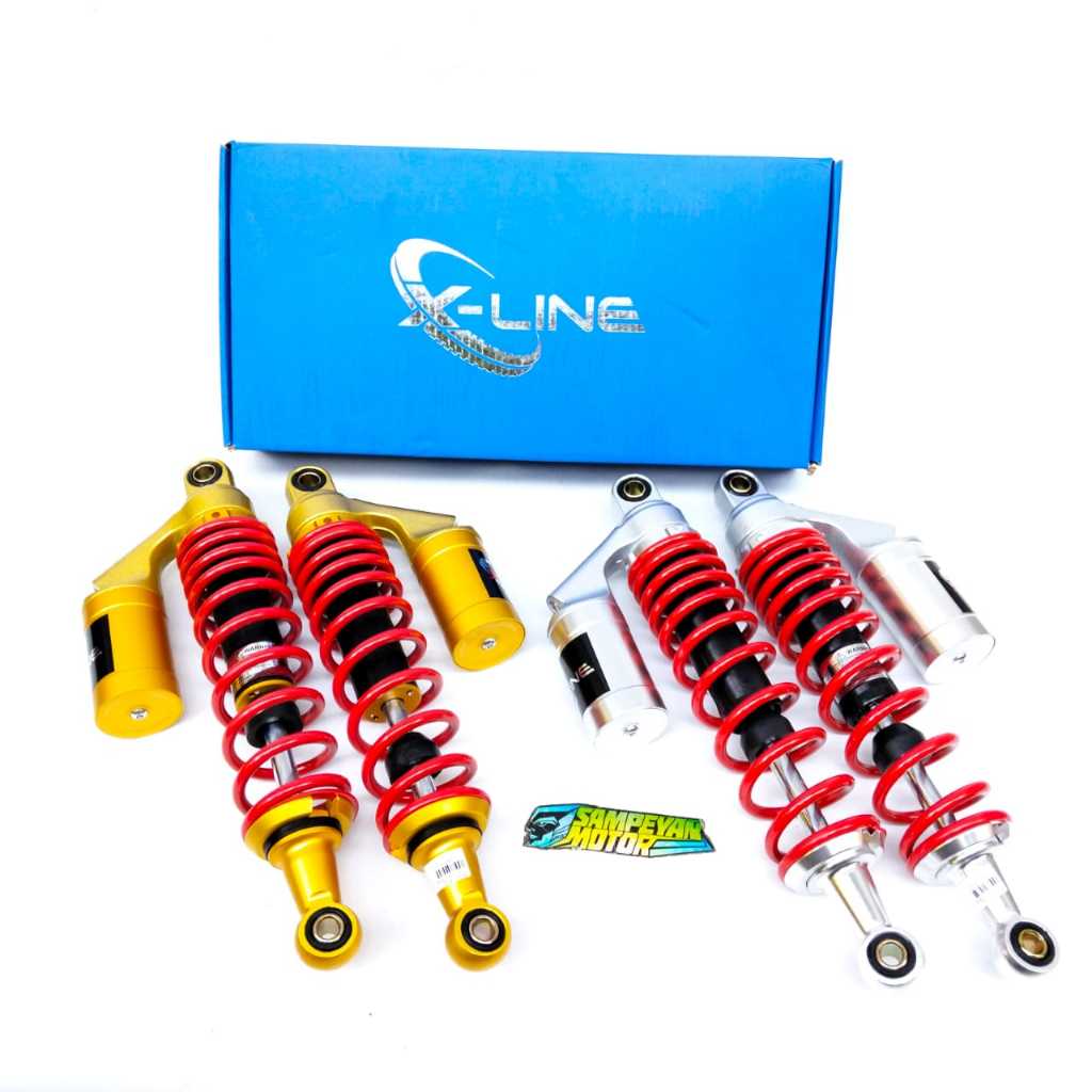 Promo Shock Skok Sekok Shockbreaker Belakang Murah X-Line Racing 508 Tabung Atas 320mm Merah Silver 
