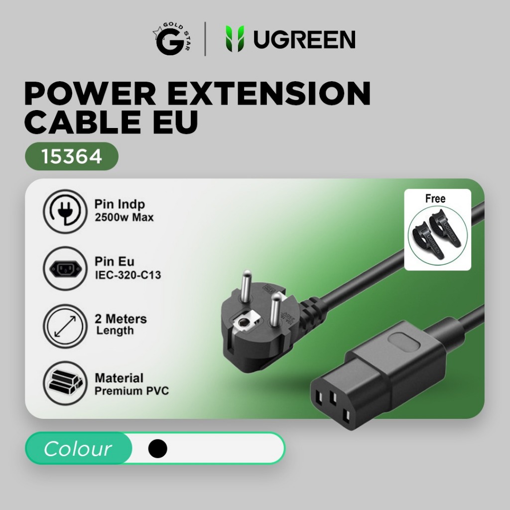 Ugreeen Kabel Power PC, CPU, Komputer, UPS, Printer 2 Meter