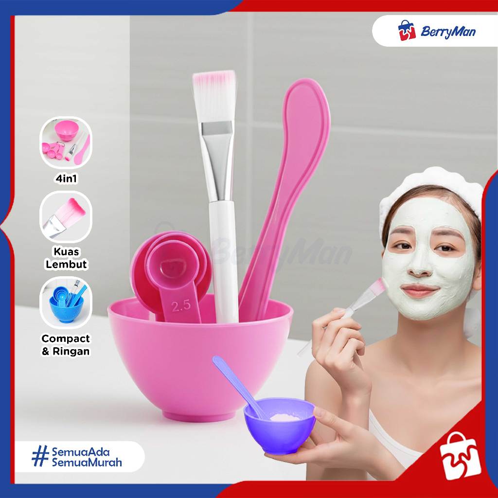 Mangkok Masker Set 4 in 1 Silikon Korean DIY Peralatan Makeup Lengkap