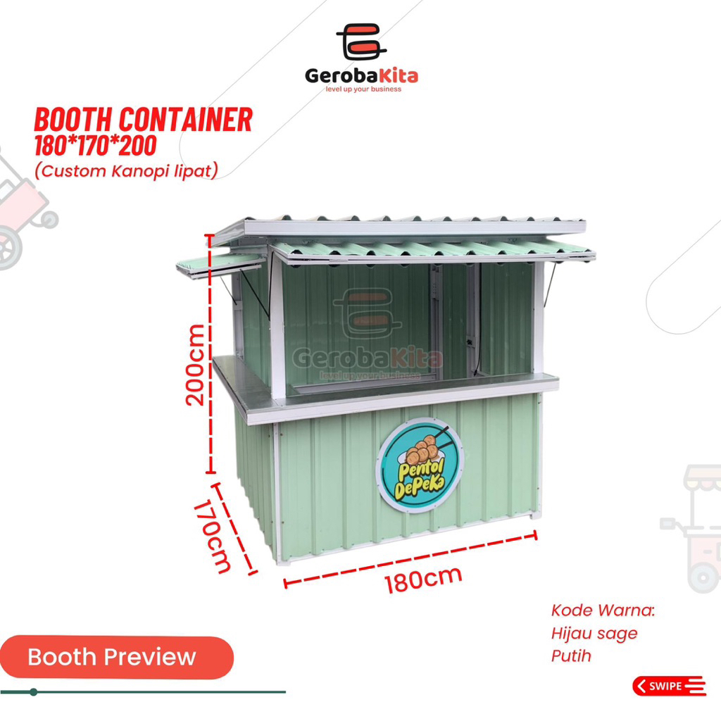 Booth Container 180x170x200 Custom Kanopi Lipat