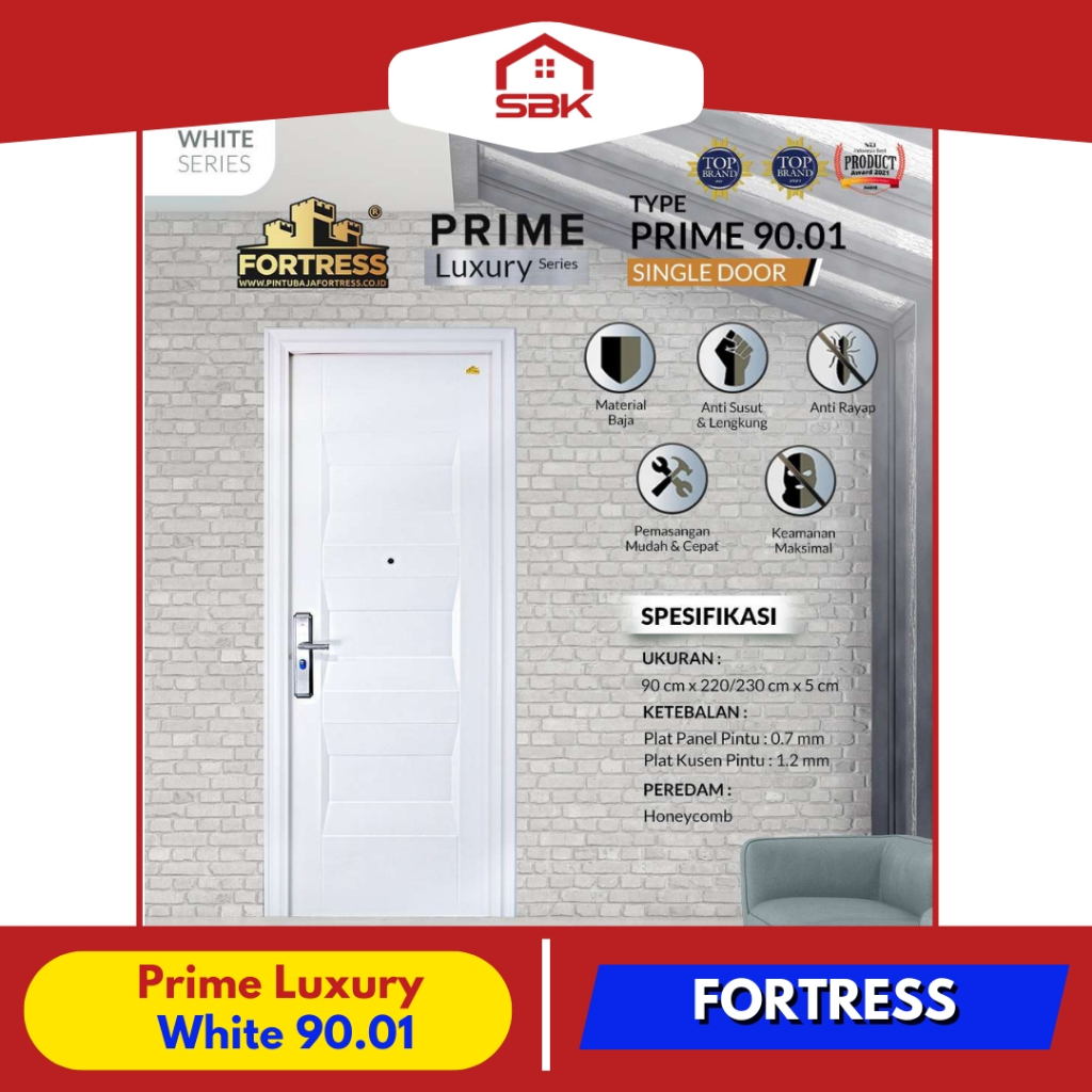 Pintu  Baja Fortress | Pintu Kamar |  Pintu Utama Baja 90x220 | 90x230 PRIME Series